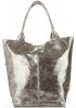 Kožené kabelka shopper bag Vittoria Gotti stříbrná V6141